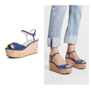 Schultz Heloise Flatform Navy Cork Wedges